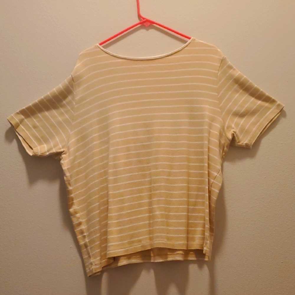 Liz Claiborne Villager Sport Striped Tan Women's Top